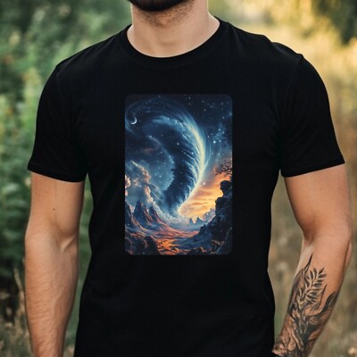 Herren T-Shirt Tornado auf Mondlandschaft Motiv Baumwolle Größe XS bis 5XL
