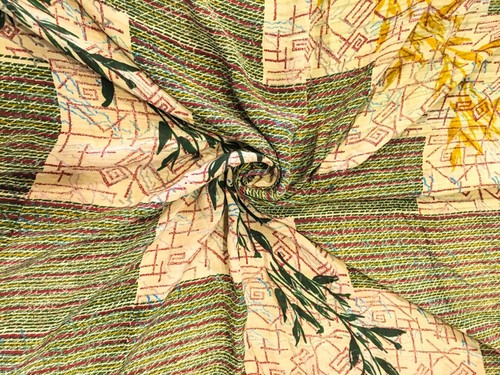 Pure Crepe Silk Saree 100% Silk Sari Indian Vintage Printed Fabric PCSS2547 - Picture 6 of 9