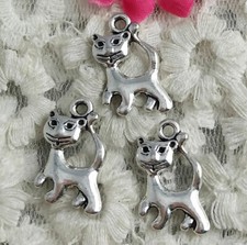 Free Ship 60 pcs Antique silver cat charms 22x13mm H-4232