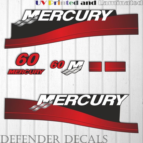 Autocollant Rouge Pour Moteur Mercury 60 Hp 4 Temps (2013-2017) - Stickers Officiels