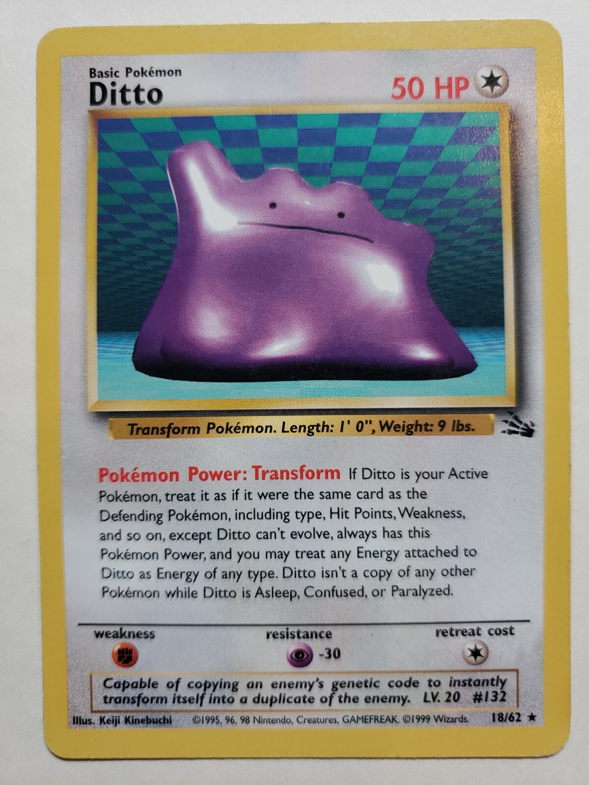 Ditto (18/62) Fossil Rare Pokemon Card - Near Mint