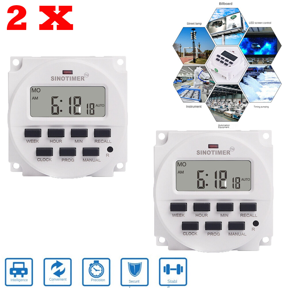2PCS Timer Switch Electronic LCD Digital Display Time Control Switches Tm618h-2