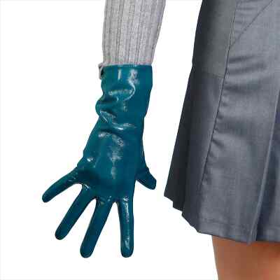 LATEX Teal GLOVES Shiny Peacock Blue Green Wrist Short 28cm Faux Patent Leather
