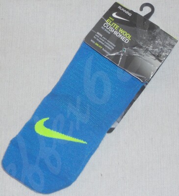 NWT Nike Elite Wool Cushioned DRI-FIT No Show Running Socks Blue Size 4 Unisex