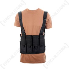 Gilet nero 6 tasche petto rig esercito combattimento tessitura softair militare nuovo militare