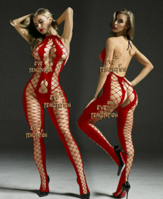 Damen Lingerie Bodystocking Ouvert Sexy Unterwäsche Fischnetz Body Babydoll