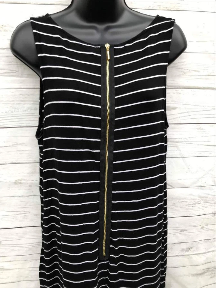 Vestido para mujer Kensie a rayas negro/blanco sin mangas talla L grande Foto 4 de 4