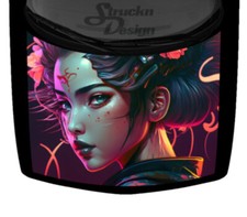 Geisha Anime Girl Cyberpunk Sexy Modern Truck Hood Wrap Vinyl Car Graphic Decal