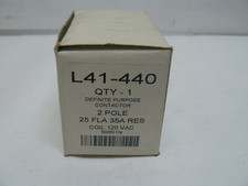 L41-440 definite purpose contactor 2 pole 25 fla 35a res coil 120vac 50/60 hz ne