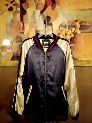 Stussy World Tour 35 Black Unisex Bomber Jacket Size Extra Stussy World Tour 35 Black Unisex Bomber Jacket Size Extra