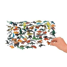 Fun Express Plastic Sea Creatures, Bulk 90 Pack of Miniture Ocean Animals -