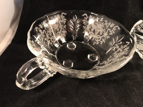 FOSTORIA BAROQUE FLAME CORSAGE Etched Footed 7.75" Tidbit Plate Dish & Nappy - Picture 2 of 12