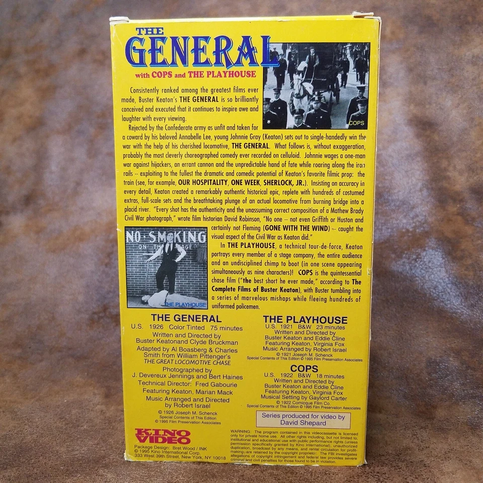 Buster Keaton The General, Cops, and The Playhouse (VHS 1995 Kino Video) - Image 2 of 3