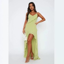 2025 Summer, Dress Sleeveless V-neck, Ruffle Edge, High Waist Suspender dress