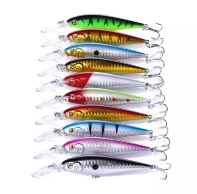 Fishing Lures crankbait Wobbler Lot of 10-pack bass walleye pike minnow lure lot
