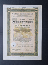 4,5 % Landesrentenbrief Preussische Landesrentenbank 20 GM Okt. 1928 Berlin