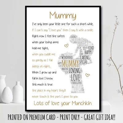 EYEDEEDESIGN PERSONALISED Mummy POEM Mother's Day Gifts Birthday Baby Present Print Mum 35