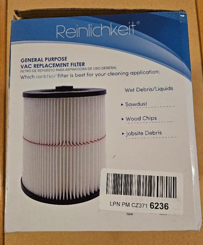 Reinlichkeit replacement filter 917816 for Craftsman Shop Vacs (2 pack