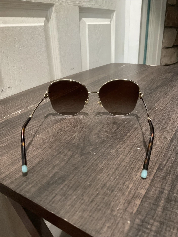 Gafas de sol Tiffany & Co oro pálido degradado lentes marrones TF3082 58-16 140 Foto 4 de 4