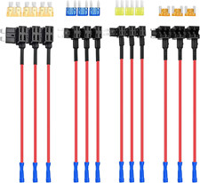 12V Car Add-A-Circuit Fuse Tap 12-Pack: Mini Micro2, Low Profile, ATO ATC ATM AP