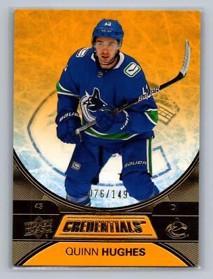 Quinn Hughes 2021-22 Upper Deck Credentials Orange SN #48