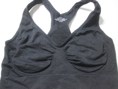 Unbranded Sport Bra Size 1X Black Wireless Unlined Racerback Pullover Activewear