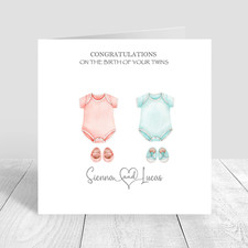 Personalised Twin Birthday Card Twin Girl/Twin Boy Twin baby girls Twin baby boy