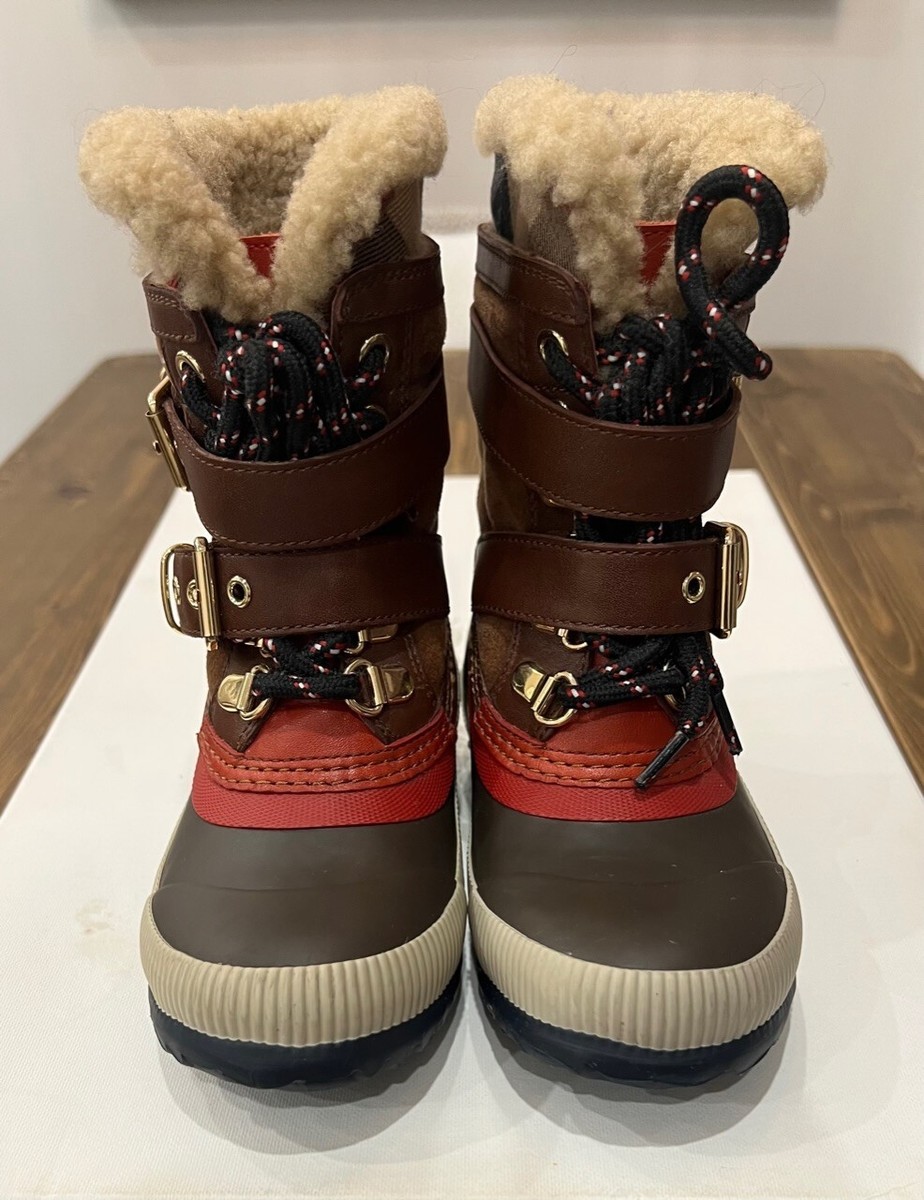 100% Authentic Burberry Mini Windmere Shearling Boot Khaki Sz