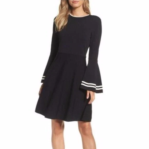 Bell sleeve fit & flare dress eliza online j