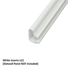 12 WHITE PVC PLASTIC INSERTS FOR SLATWALL PANELS NEW (D10Wx12)