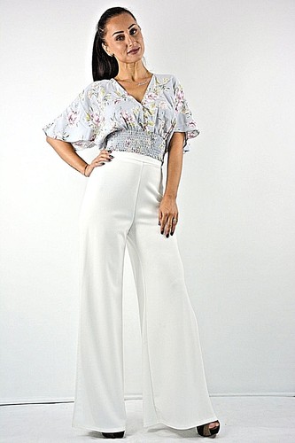 Ex New Look Cream Wide Leg Split Sides 