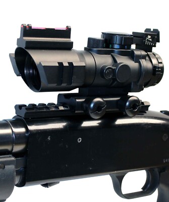 4x32 Tri-Color Illuminated Mil-Dot Scope + Picatinny Rail for Mossberg 500 12 Ga