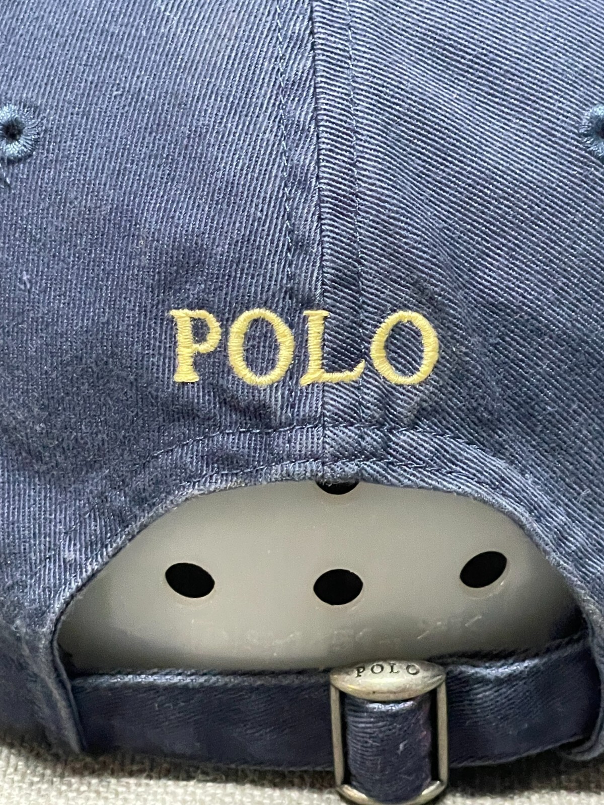 Cappello polo Ralph Lauren da uomo cinturino blu posteriore oro pony logo casual golf