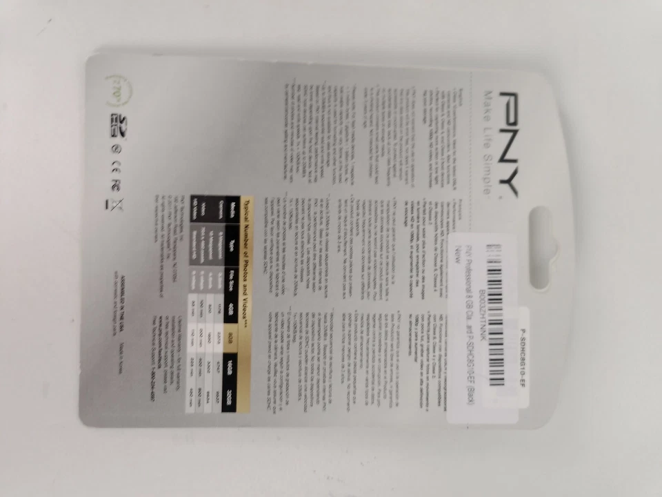 PNY 8GB SDHC SD Card for Canon T7i 6D 80 70 60 1Dx Nikon D5 4 500 600 - Image 2 of 4