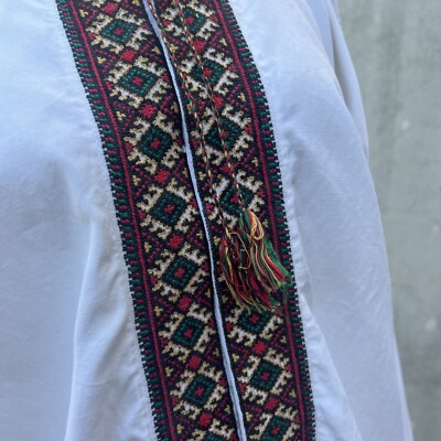 Vintage 1930s Romanian Peasant Blouse Embroidered Trim