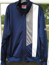 Vintage Men's 1980s Nike Color-Block Blue Gray White Full Zip Track Jacket Large