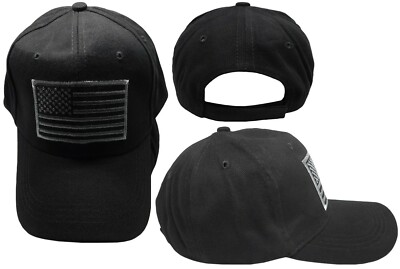 #ad Black American Flag Embroidered Low Profile Baseball Cap US Flag Hat Adjustable $12.88