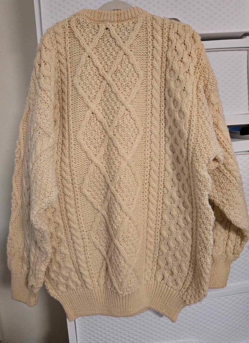 Vintage Beige Cable Knit, Oak Tree Original, Fisherman Wool