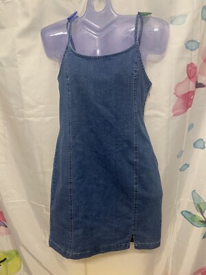 Cabana Crown & Ivy Women's Stretch Denim Mini SunDress Side Zip & Slit Sz L  | eBay
