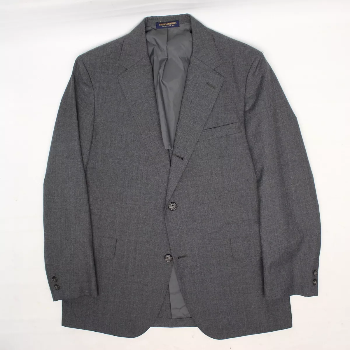 VTG Brooks Brothers Wash & Wear Mens Suit Coat 42R Solid Gray Cotton Mix  Jacket