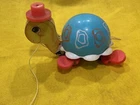 Vintage Fisher Price Tip Top Turtle Pull Toy # 773 1962 Wood/Plastic w/ Bell