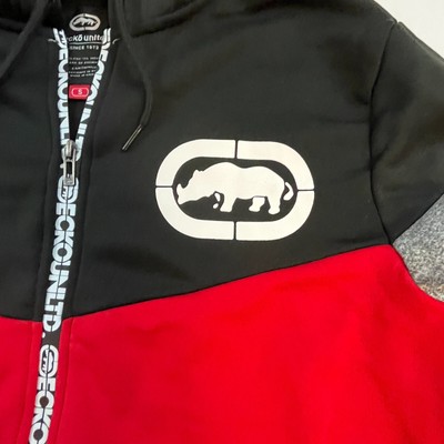 Sweat à Capuche Ecko Unltd Garçon Taille M (10-12 Ans) – Blanc – Imprimé Rhinocéros Vintage