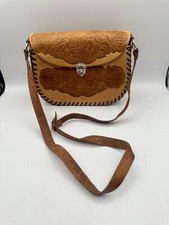 Leather Tooled Purse Floral Crossbody Or Shoulder Bag
