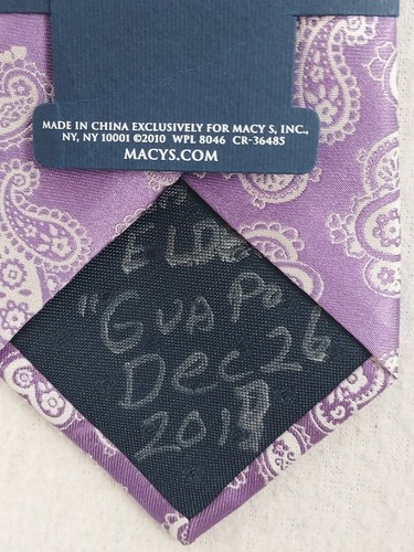 NUOVA cravatta Club Room 100% seta uomo designer estate lavanda viola paisley Pasqua - Foto 8 di 10
