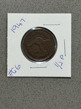 🟢BEAUTIFUL 1947 AUSTRALIAN HALF PENNY 🟢DETAILED COIN KING GEORGE VI COIN #G6🟢