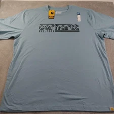 Carhartt Shirt Mens XL Blue Relaxed Fit Lightweight Logo Graphic Short Sleeve