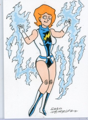 Fred Hembeck Sketch Card: Lightning Lass, LSH (DC Comics)
