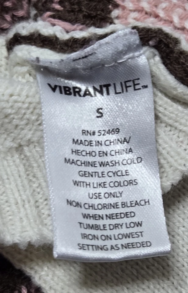 Vestido Suéter Vibrant Life Perro Pequeño Rosa y Marrón Corazones 100% Acrílico Tejido USADO Foto 4 de 4