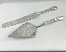 VINTAGE Silver Plated Pie Cake Pastry Server & Knife 12" - Made in Italy