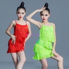 Latin Dance Dress For Girls CompetitionSalsa Samba Tango fringe Tassel Standard